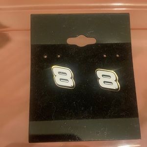 Dale Earnhardt NASCAR number 8 pierced earrings (also Kyle Busch in 2023)